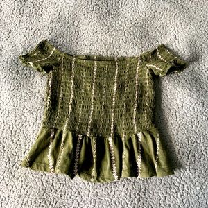 Green scrunch crop top